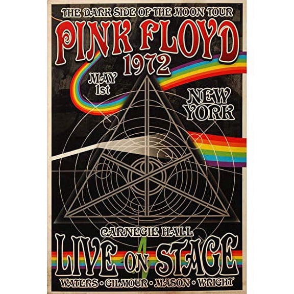 Pink Floyd Laminated 1972 Carnegie Hall Poster 24.5 x 36.5in