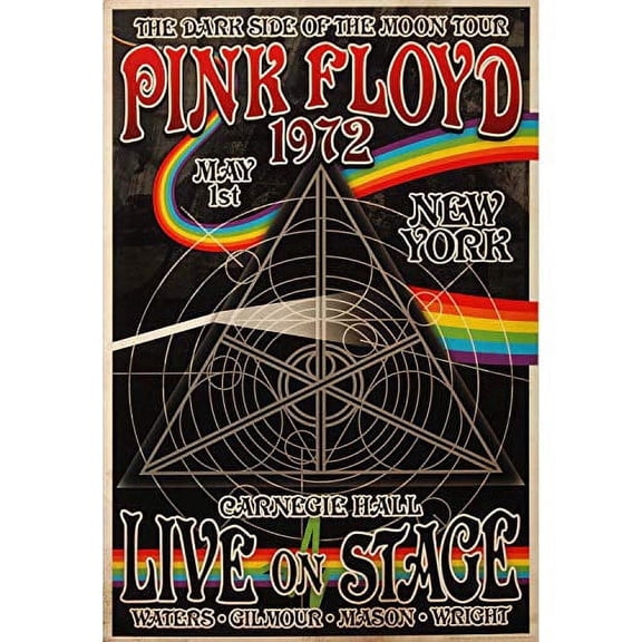 Pink Floyd Laminated 1972 Carnegie Hall Poster 24.5 x 36.5in
