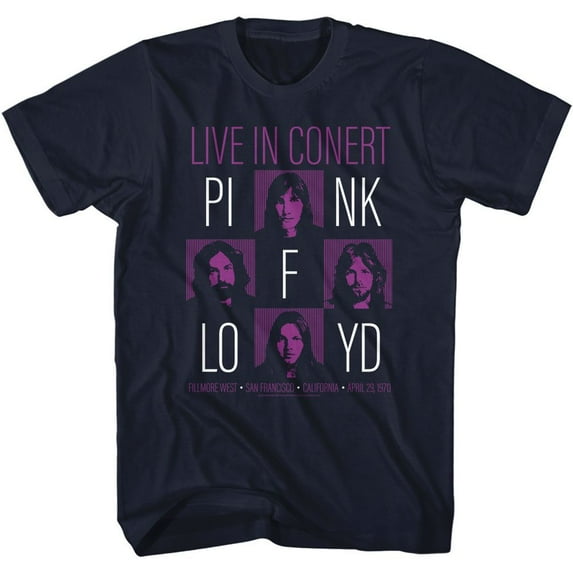 Pink Floyd Live In Concert Navy Adult T-Shirt
