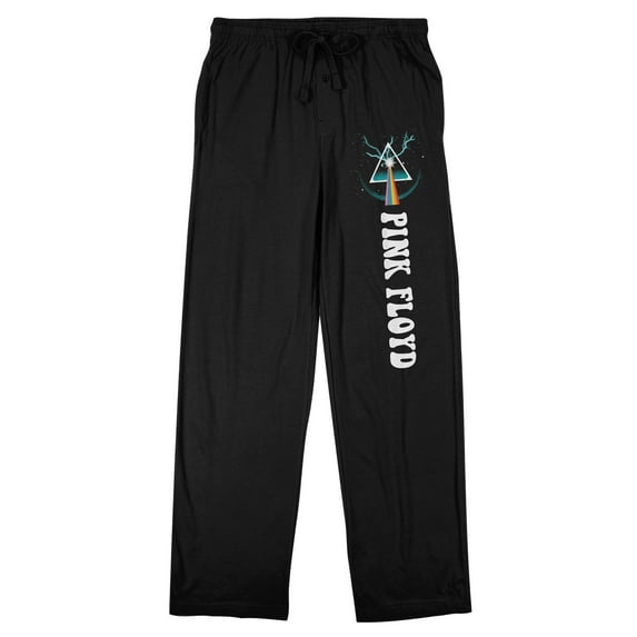 Pink Floyd Logo Men's Black Sleep Pants With Drawstring-Medium