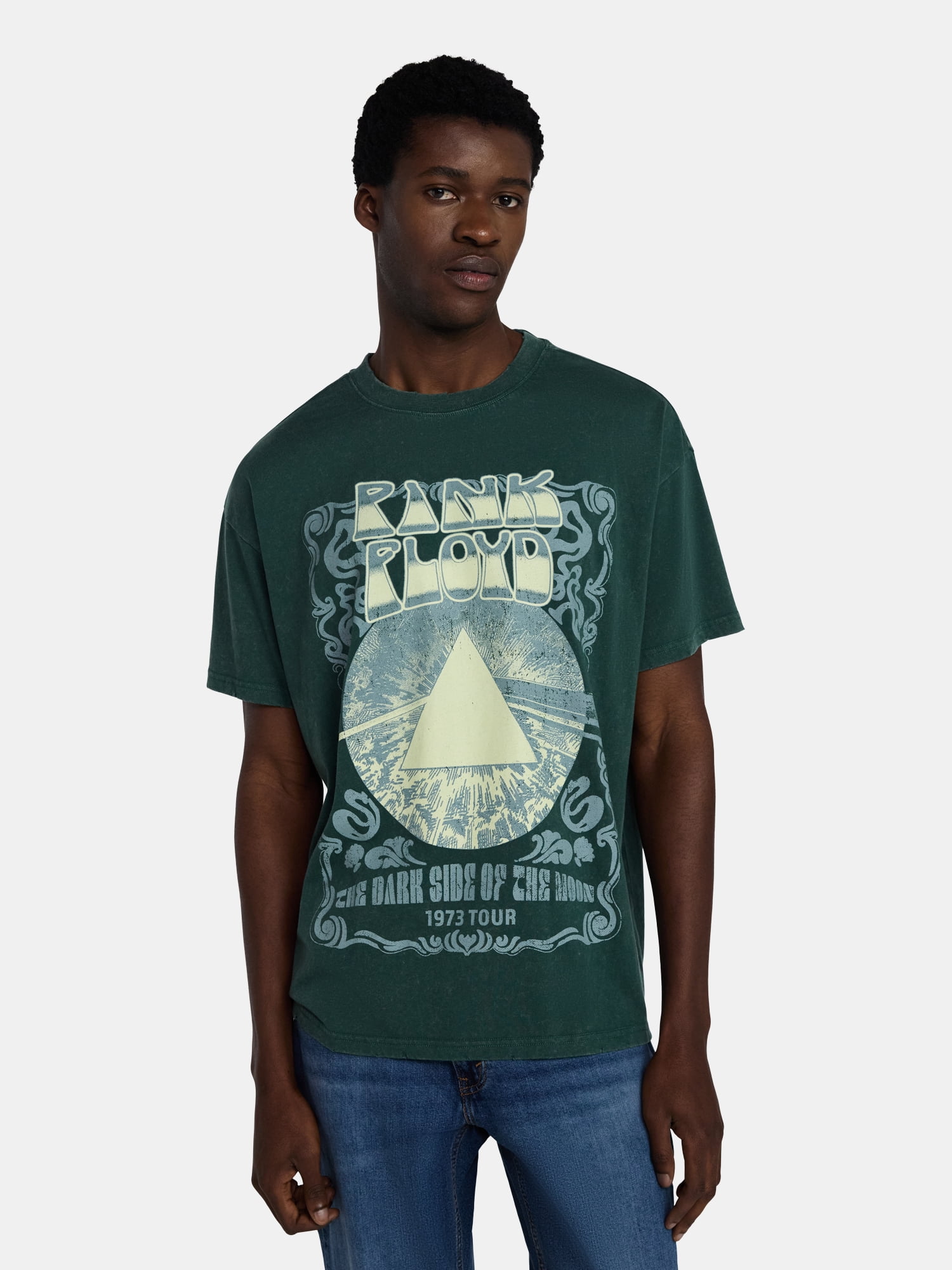 Pink Floyd Men's and Big Men's Graphic Mineral Wash Band Tee with Short Sleeves, Sizes XS-4XL