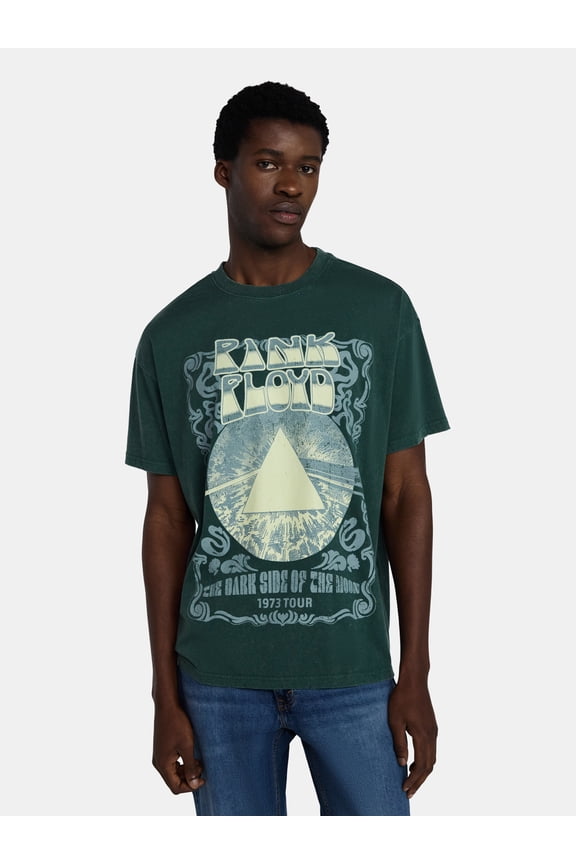 Men's and Big Men's Graphic Mineral Wash Band Tee with Short Sleeves, Sizes XS-4XL