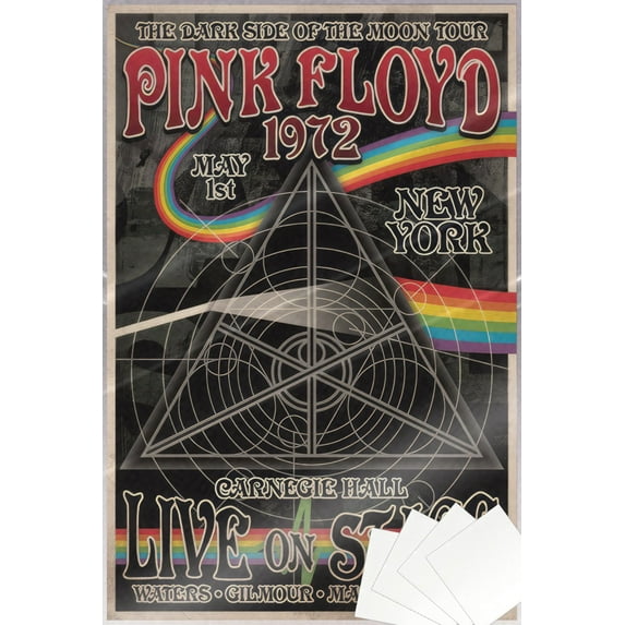 Pink Floyd - Music Poster (Dark Side Of The Moon - Tour 1972 - Live On Stage at Carnegie Hall) (Size: 24" x 36") (Laminated Poster & Poster Strips)