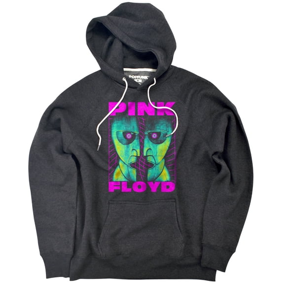 Pink Floyd Neon Division Bell Unisex Adult Slim Fit Pull-Over Heather Hoodie, Charcoal, Small