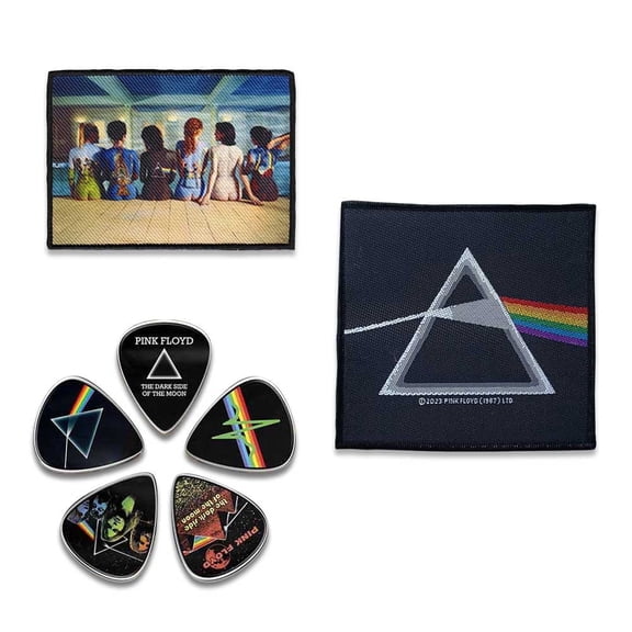 Pink Floyd Officially Licensed Gift Set - 1 Standard Embroidered Patch, 1 Standard Woven Patch, 1 Set of Five Guitar Picks