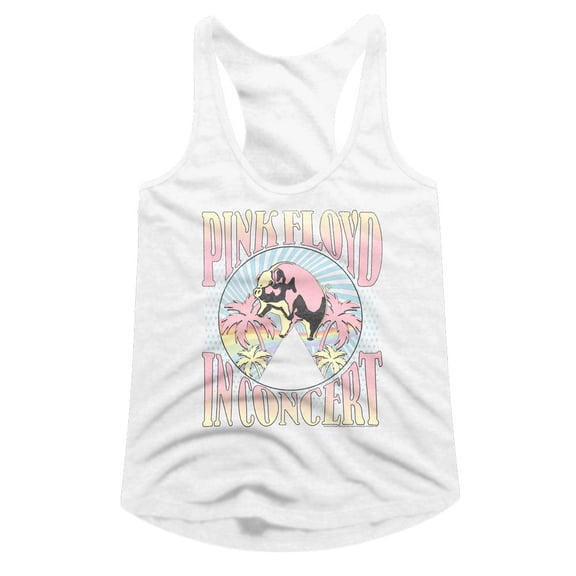 Pink Floyd Palm Trees White Women's Slim Fit Racerback Tank Top