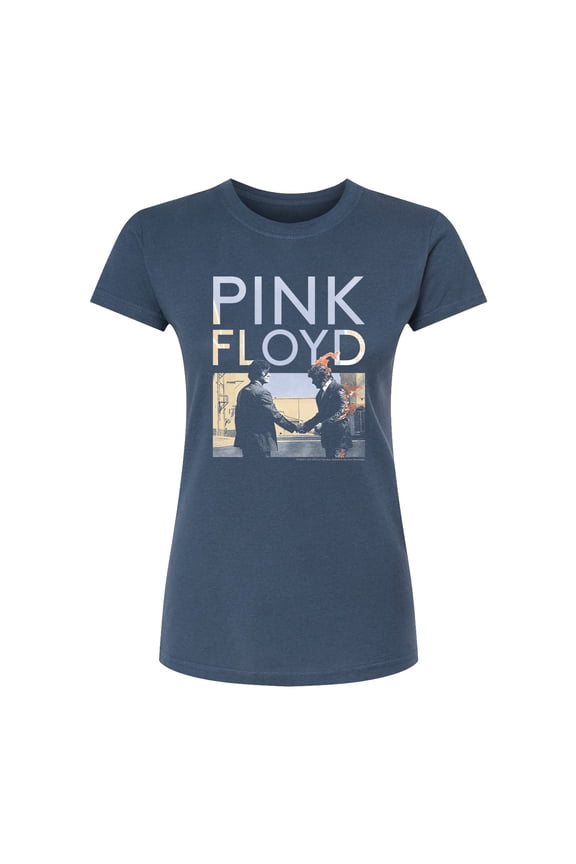 - Pink Floyd Wywh Handshake Fire - Juniors Fitted Short Sleeve Graphic T-Shirt