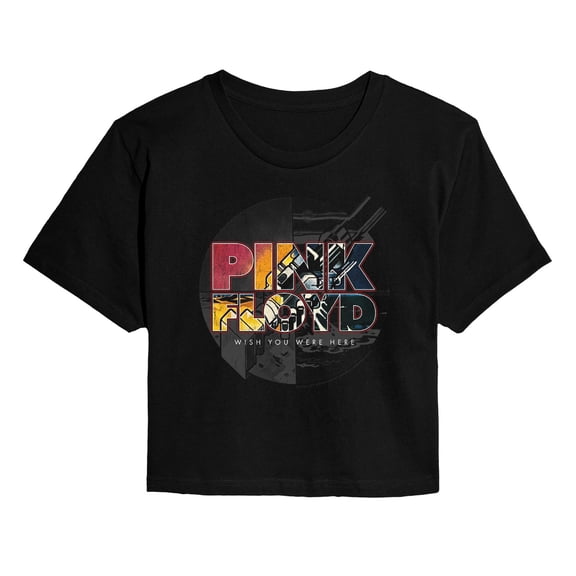 Pink Floyd - Pink Floyd Wywh Handshake - Juniors Cropped Short Sleeve Graphic T-Shirt