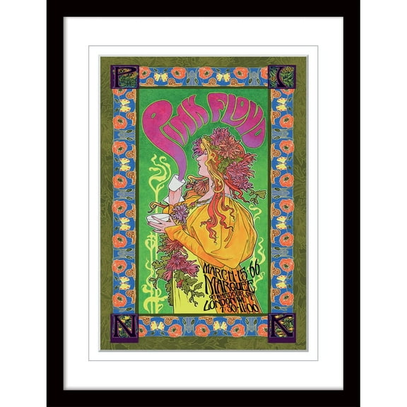 Pink Floyd Poster Framed Print Concert Poster Collector's Edition ('66 Gig White Border Design)