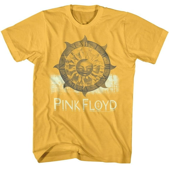 Pink Floyd Sun Clock Men's T Shirt (Gold, AdultS)