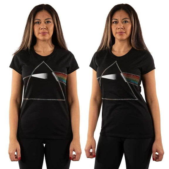 Pink Floyd T Shirt Dark Side Of The Moon Diamante Official Womens Skinny Fit