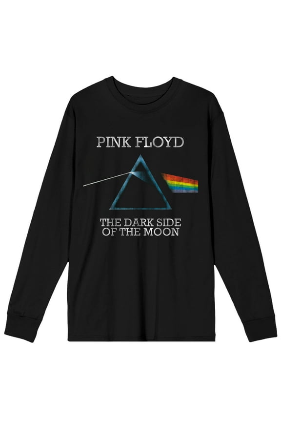Pink Floyd The Dark Side Of The Moon Crew Neck Long Sleeve Men's Black Tee-Medium