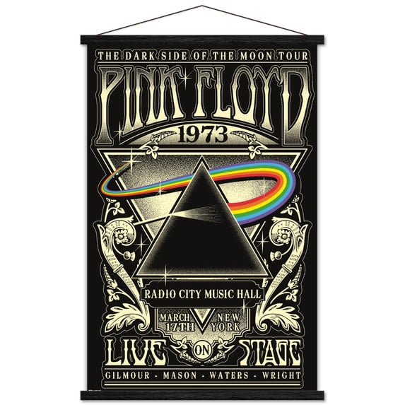 Pink Floyd - The Dark Side Of The Moon Tour 1973 Wall Poster with Magnetic Frame, 22.375" x 34"