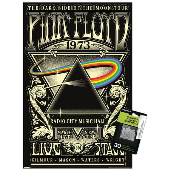 Pink Floyd - The Dark Side Of The Moon Tour 1973 Wall Poster with Push Pins, 14.725" x 22.375"