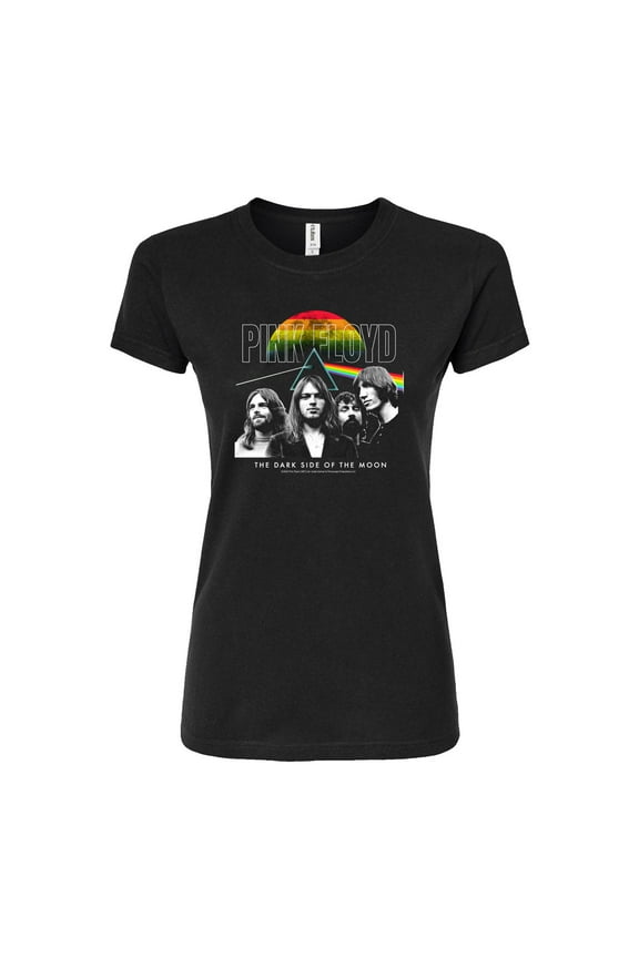 - The Dark Side Of The Moon With Band Black Only - Juniors Fitted Graphic T-Shirt