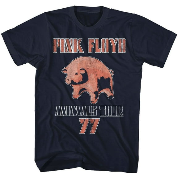Pink Floyd Tour 77 Navy Adult T-Shirt 2Xlt