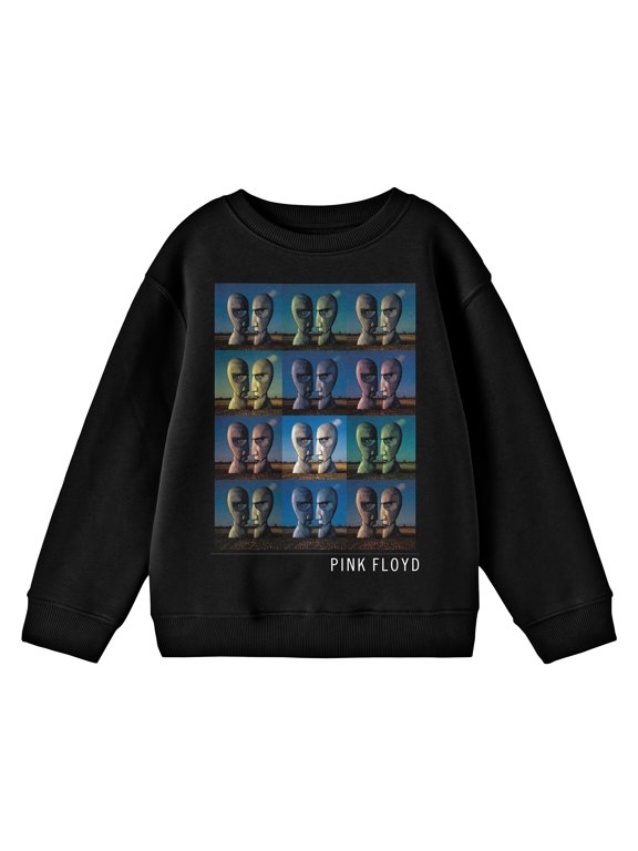 Pink Floyd Two Face Album Cover Art Crew Neck Long Sleeve Youth Black Sweatshirt-Small