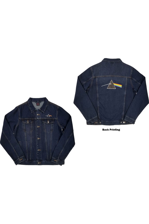 Pink Floyd Unisex Denim Jacket Dark Side of the Moon Oval (Back Print) (Medium)