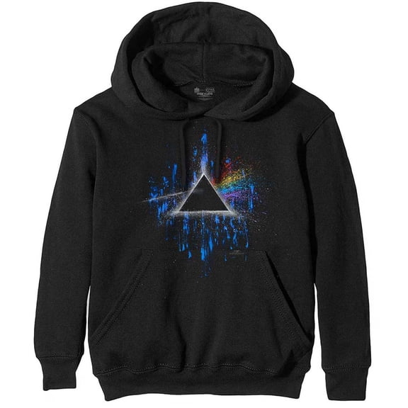 Pink Floyd Unisex Pullover Hoodie Sweatshirt Dark Side of the Moon Blue Splatter (Small)
