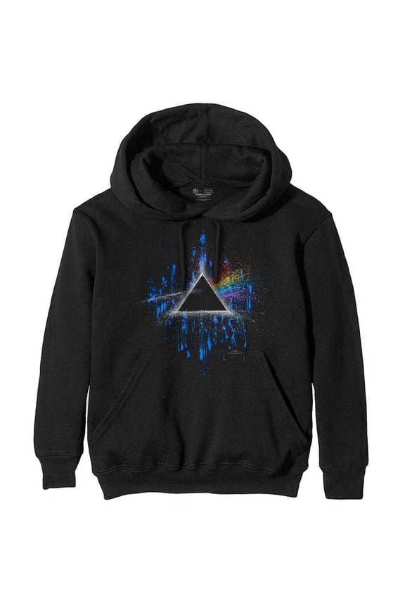 Pink Floyd Unisex Pullover Hoodie Sweatshirt Dark Side of the Moon Blue Splatter (Small)