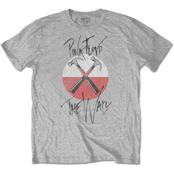 Pink Floyd Unisex T-Shirt The Wall Faded Hammers Logo (Large)