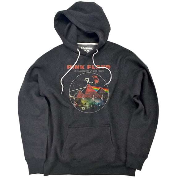 Pink Floyd Vintage Pyramids Unisex Adult Slim Fit Pull-Over Heather Hoodie, Charcoal, Small