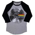 thumbnail image 1 of Pink Floyd Men's Officially Licensed Dark Side Of The Moon Baseball Curve Hem Raglan Tee T-Shirt (Large, Heather Gray/Black), 1 of 2