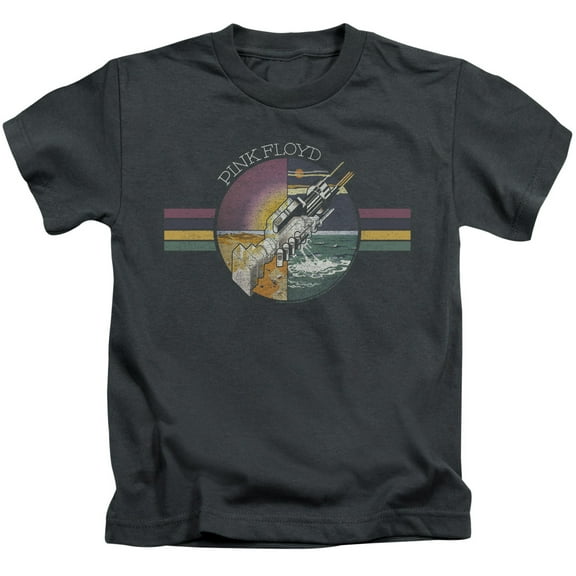 Trevco Sportswear  Pink Floyd Welcome to The Machine Youth Short Sleeve T-Shirt, Charcoal - Small