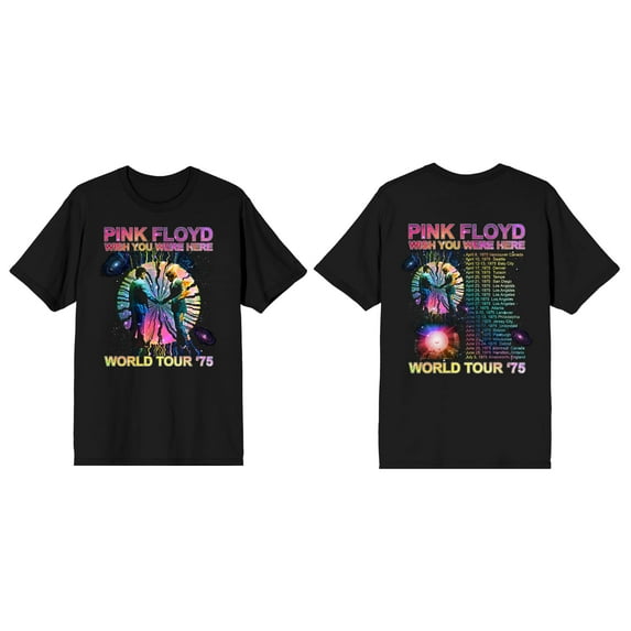 Pink Floyd Wish You Were Here World Tour '75 Men's Black T-shirt-3XL