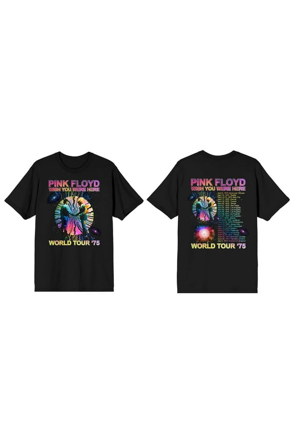 Pink Floyd Wish You Were Here World Tour '75 Men's Black T-shirt-3XL