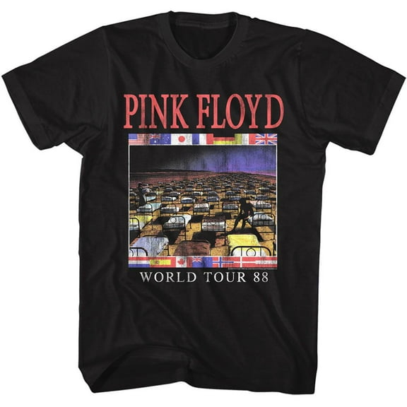 Pink Floyd World Tour 88 Black Adult T-Shirt