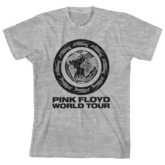 Pink Floyd World Tour Earth & Planes Crew Neck Short Sleeve Athletic Heather Boy's T-shirt
-Large