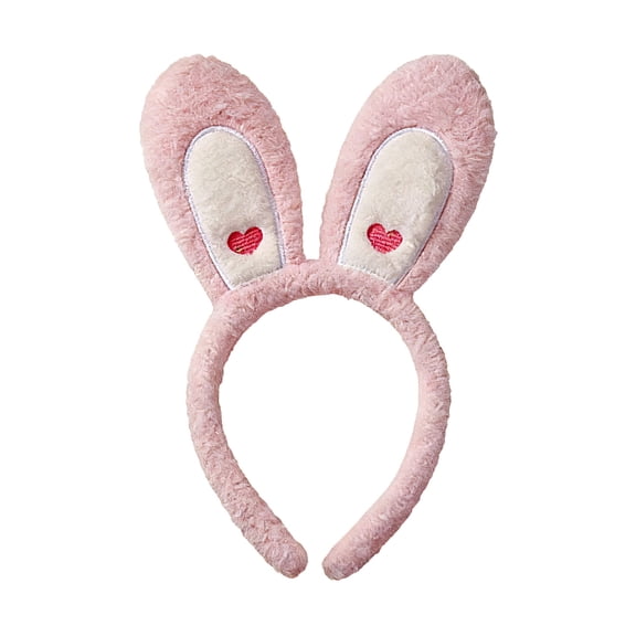 Pink Fluffy Bunny Ears Headband Soft Plush Animal Ear Headband for Adults Cute Easter Bunny Accessories Cosplay Costume Party Headwear Festival Holiday Photo Prop Lightweight and Comfortable