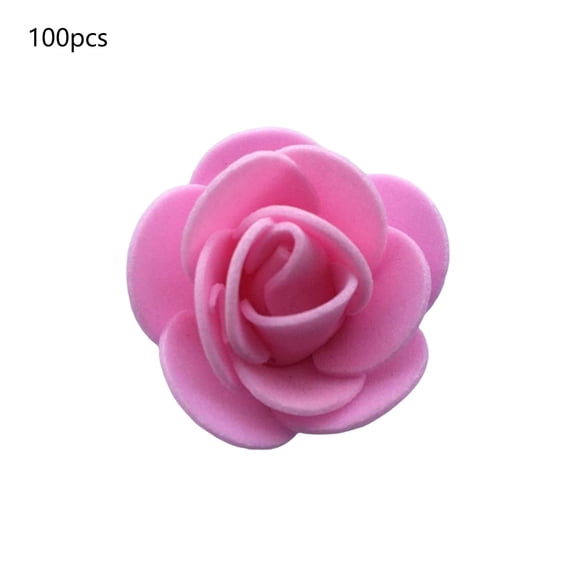Pink Foam Rose Flowers Bulk Pack Simulated Floral Stems For Valentines Day Decoration Craft Party Centerpiece Arrangements 100Pcs 1.37X0.78In 0.08Lb