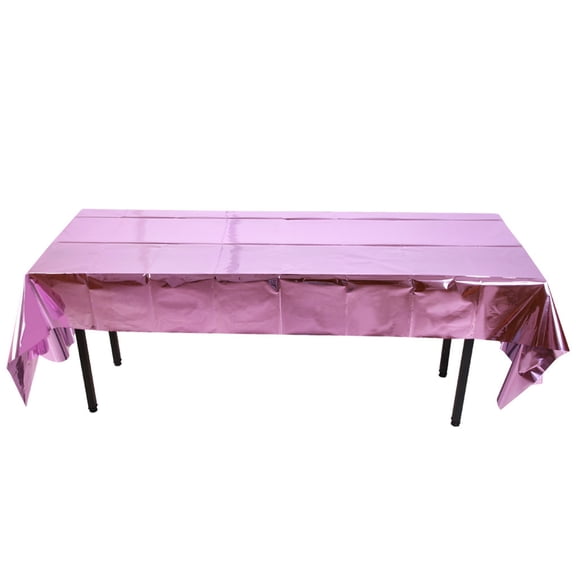 Pink Foil Disposable Tablecloth,Glitter Metallic Table Cover for Christmas,Birthday,Bachelorette & Party,Tablecloths for Decoration and Celebration,Wipeable & Waterproof