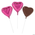 thumbnail image 1 of Pink Foil-Wrapped Chocolate Heart Lollipops, Valentine's Day and Wedding Candy, 12 Pieces, 1 of 1
