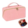 thumbnail image 1 of Pink Makeup Bag, Large Capacity Travel Cosmetic Bag, 180° Wide Opening Toiletry Bag for Travel, PU Leather Cosmetic Makeup Bag with Handle, Portable Toiletry Bag for Skincare & Travel Essentials, 1 of 6