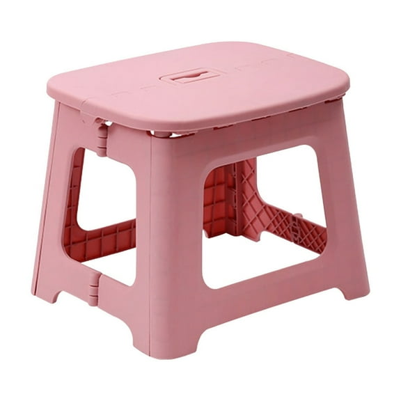 Pink Foldable Stool Portable Space Saving Step Stool For Home Kitchen Outdoor Camping Compact Design Lightweight Durable Plastic Seat