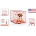 Pink Folding Metal Dog Crate 24" Single Door with Divider Panel
