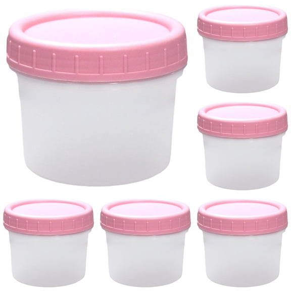 Pink Food Storage Containers With 200Ml Lids (6Pcs)/ Plastic Containers With Lids Storage Containers Reusable Dishwasher Freezer Airtight Microwave & Dishwasher Takeout Jar