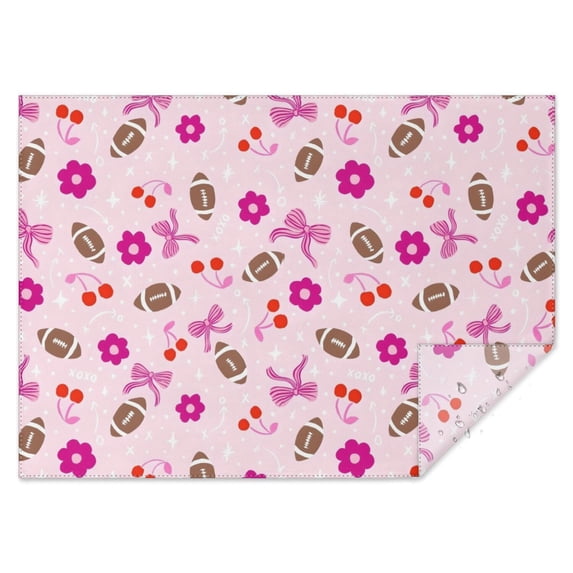 Pink Football and Flowers Pattern Rectangle Tablecloth 60"x84",Waterproof Polyester Rectangle Table Cloth, Wipeable Spillproof Polyester Tablecloth for Dining, Camping, Indoor and Outdoor