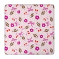 thumbnail image 1 of Pink Football and Flowers Pattern Square Fitted Tablecloth with Elastic Edge,Square Table Cover,Washable Elastic Table Cover for Home Kitchen Party Decor 34"x34", 1 of 6