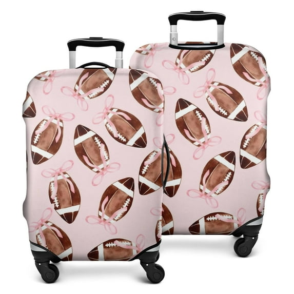 Pink Footballs with Bows Pattern Luggage Cover Fashion Suitcase Cover Baggage Covers Fit 25-28 Inch Luggage (Go Travel)