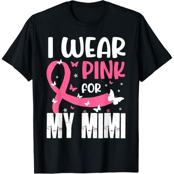 Pink For My Mimi Breast Cancer Awareness Butterfly T-Shirt