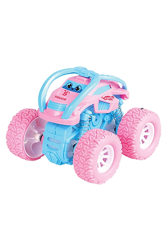 Pink Four Wheel Off Road Vehicle Toy Stunt Dumper For Kids Battery Free Inertial Motion Model Car Anti Slip Rubber Wheels High Speed Skidding Size 3.46X3.27X2.8In Weight 0.24Lb