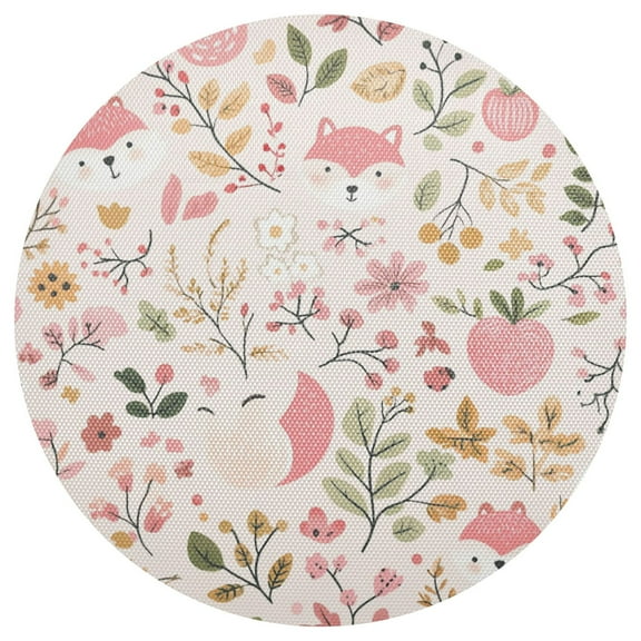 Pink Fox 15.4in Diameter PVC Plate Mat, Heat-Resistant and Cuttable, Kitchen Decor