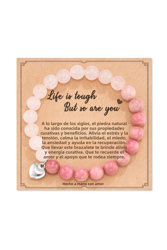 Pink Fox Bead Bracelet for Women, Natural Crystal Bracelet, Spiritual Healer, Gift for Daughter and Grandmother