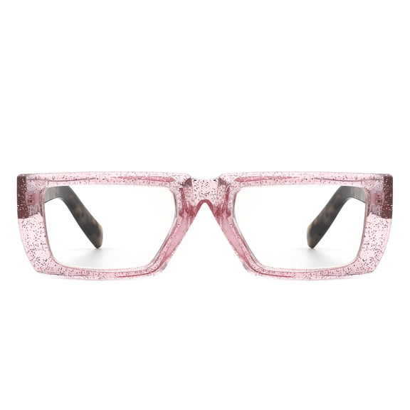 Pink Frame Square Eyeglasses - Clear Lens Cute Daily Casual Wear