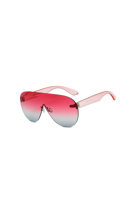 Pink Frame Sunglasses - Red-Pink Gradient Lens UV Protection Fashion Daily Casual Eyewear