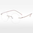 thumbnail image 1 of Pink Frameless Round Ultra-light Blue Light Blocking Reading Glasses 2.00 for Women and Men Titanium Alloy Rimless Eyeglasses Readers +2.00, 1 of 6